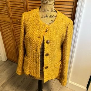 J.Crew Mustard Yellow Tweed Jacket - Size 14